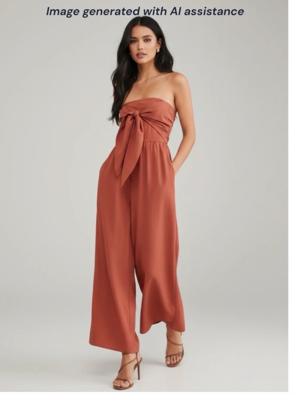 Line + Dot S brick Charlie strapless jumpsuit